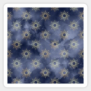 Sun and Sun Rays Navy Blue Sticker